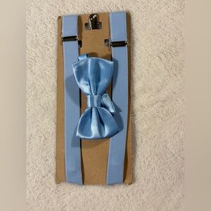 Kids Blue Bow Tie and Suspender Set